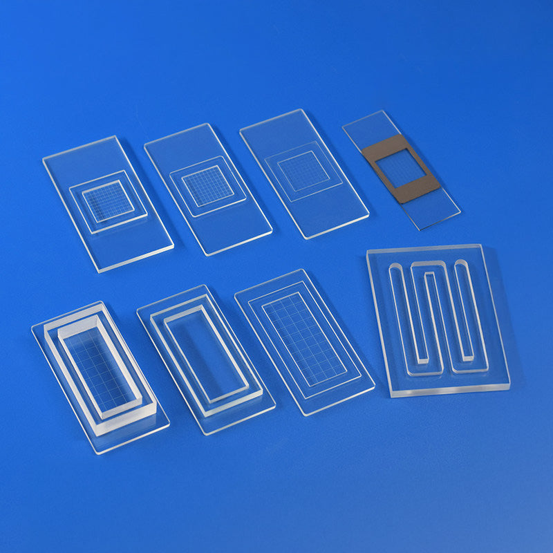 Counting chamber grid detail under microscope