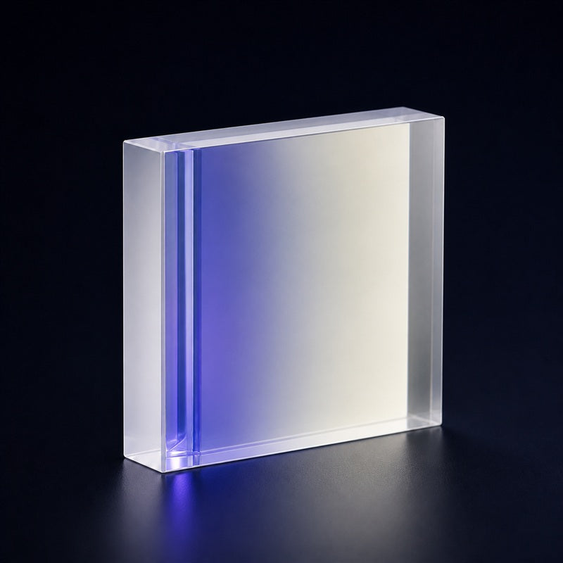 Angled view of K9 Plano-Concave Cylindrical Lens for laser focusing, imaging and beam-shaping systems