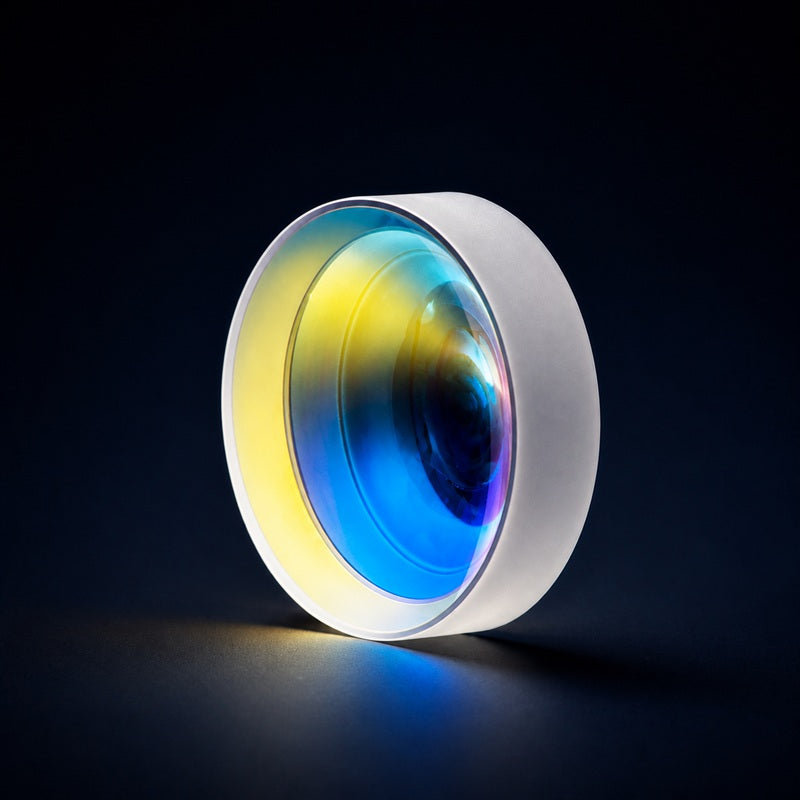 Angled view of UV Fused Silica Plano-Concave Lens for laser focusing, imaging and beam-shaping systems