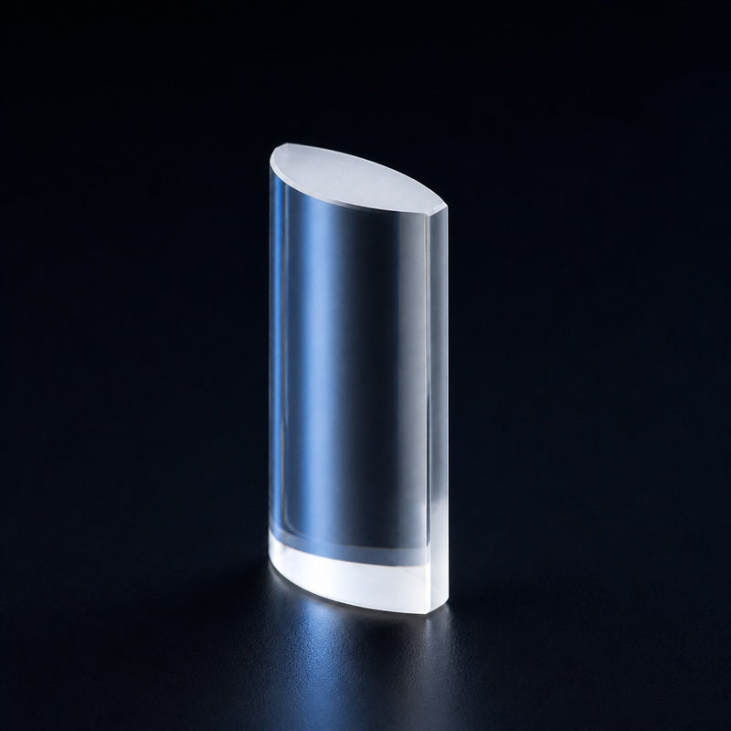 Angled view of UV Fused Silica Plano-Convex Cylindrical Lens for laser focusing, imaging and beam-shaping systems