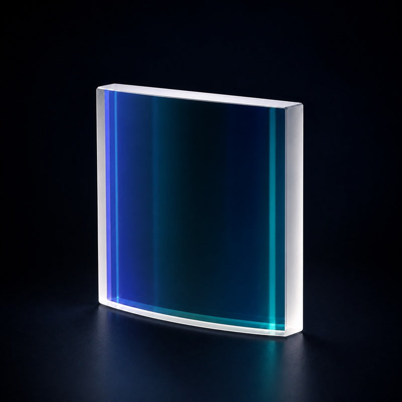 Angled view of UV Fused Silica Plano-Concave Cylindrical Lens for laser focusing, imaging and beam-shaping systems