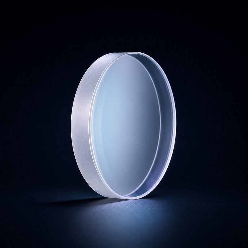 Angled view of K9 Negative Meniscus Lens for laser focusing, imaging and beam-shaping systems