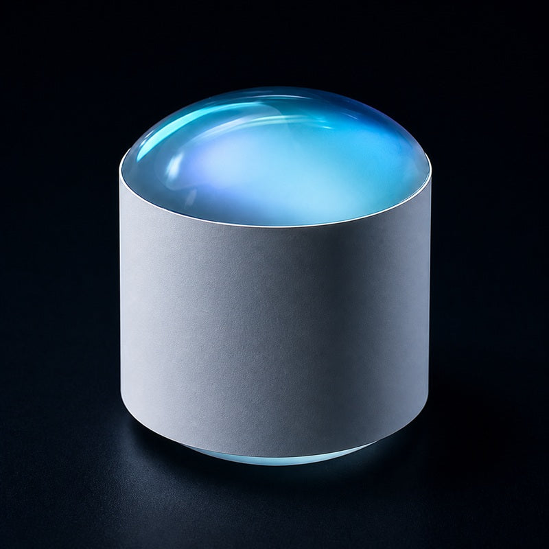Angled view of K9 Drum Lens for laser focusing, imaging and beam-shaping systems