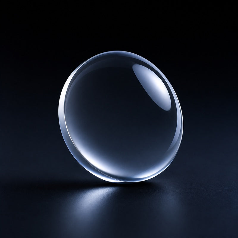 Angled view of UV Fused Silica Ball Lens for laser focusing, imaging and beam-shaping systems