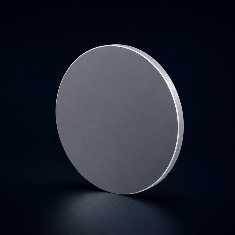 Silicon Plano-Convex Lens front product view on a dark background