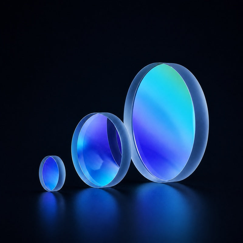 Angled view of UV Fused Silica High-Precision Plane Window for sensor protection, imaging and laser enclosures
