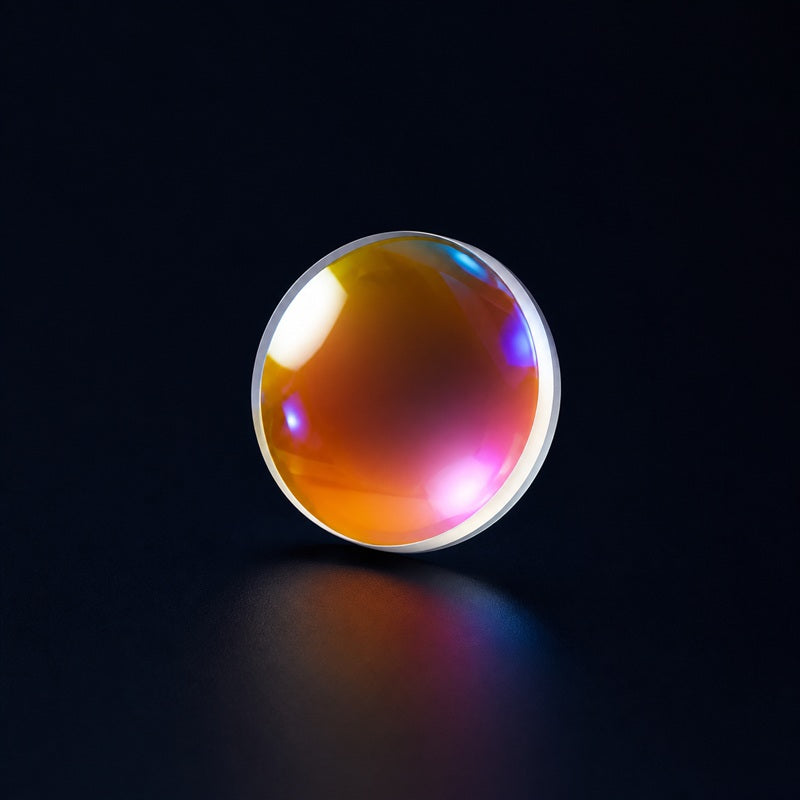 K9 Plano-Convex Lens, 1050-1700 nm AR Coating front product view on a dark background