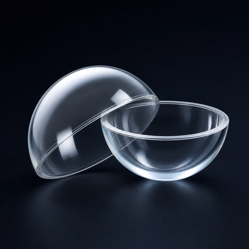 UV Fused Silica Dome Window front product view on a dark background