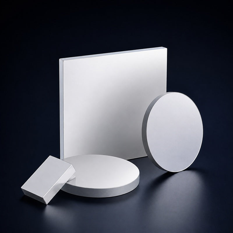 Angled view of K9 Standard-Precision Plane Metallic Mirror for laser reflection, beam delivery and optical instruments