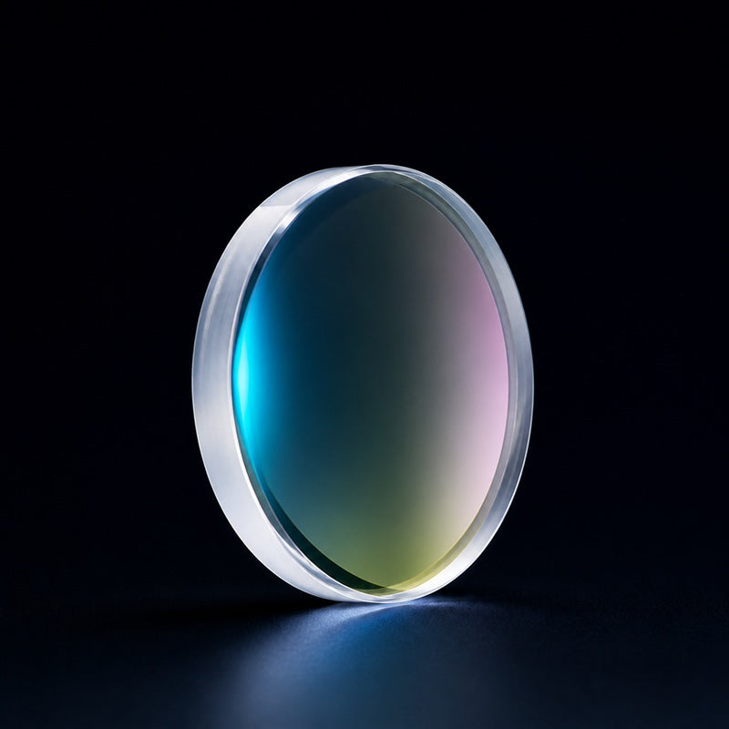 Angled view of K9 Bi-Convex Lens for laser focusing, imaging and beam-shaping systems