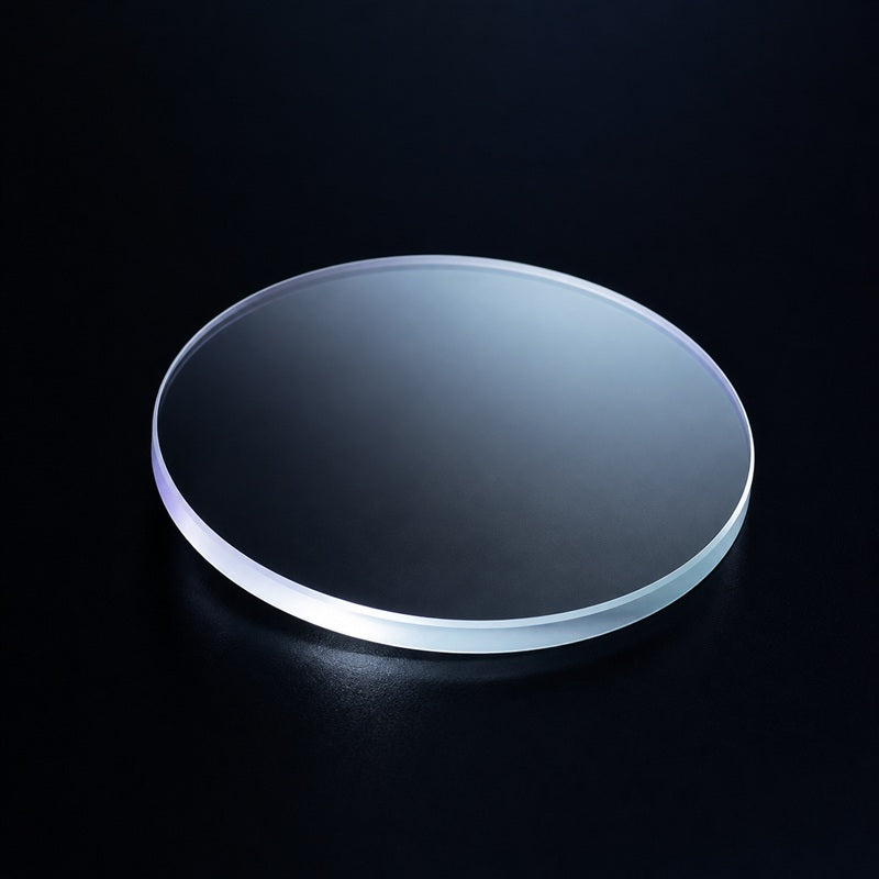 K9 Uncoated Plano-Convex Lens front product view on a dark background