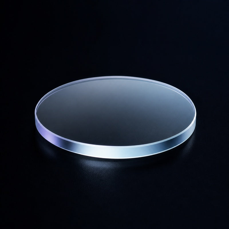 Angled view of K9 Uncoated Plano-Convex Lens for laser focusing, imaging and beam-shaping systems