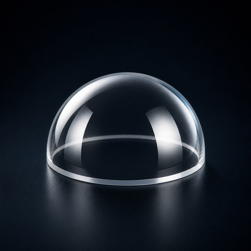 Angled view of K9 Optical Glass Dome Window for sensor protection, imaging and laser enclosures