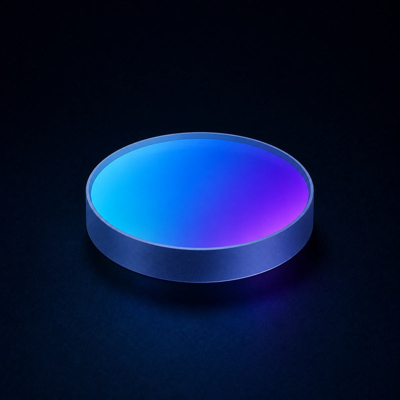 Angled view of UV Fused Silica Standard-Precision Plane Window for sensor protection, imaging and laser enclosures