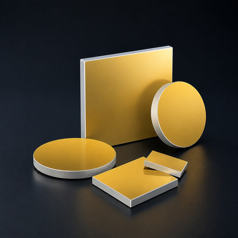 Angled view of K9 High-Precision Plane Metallic Mirror for laser reflection, beam delivery and optical instruments