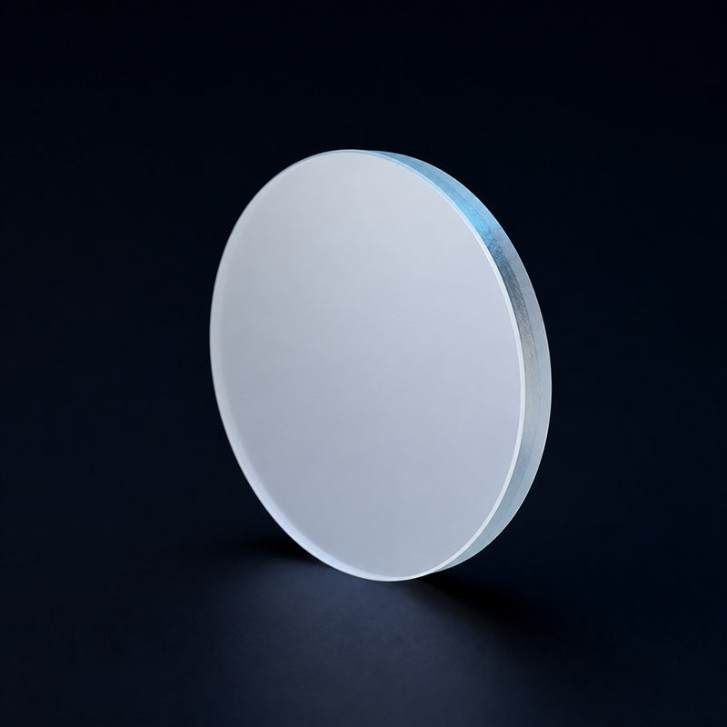 UV Fused Silica Standard-Precision Plane Metallic Mirror front product view on a dark background