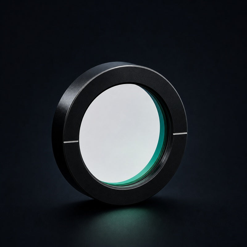 Broadband Achromatic Quartz Wave Plate front product view on a dark background