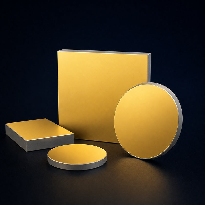 Angled view of Economy Metallic Mirror for laser reflection, beam delivery and optical instruments