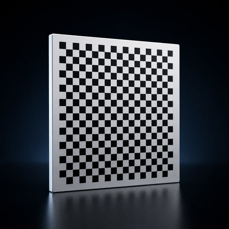 Checkerboard Calibration Target front product view on a dark background