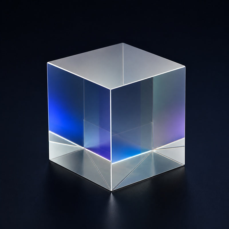 Angled view of High-Power Polarizing Beamsplitter Cube for beam splitting, interferometry and imaging systems