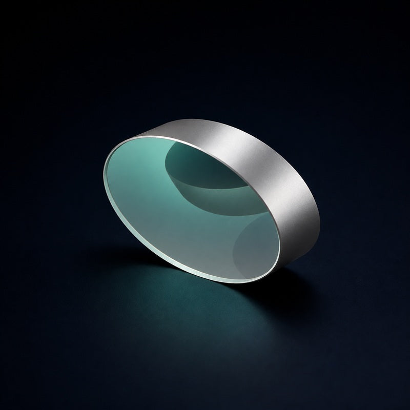 UV Fused Silica Elliptical Plane Mirror front product view on a dark background