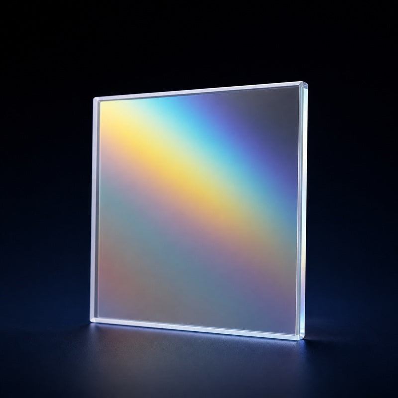 Transmission Diffraction Grating front product view on a dark background