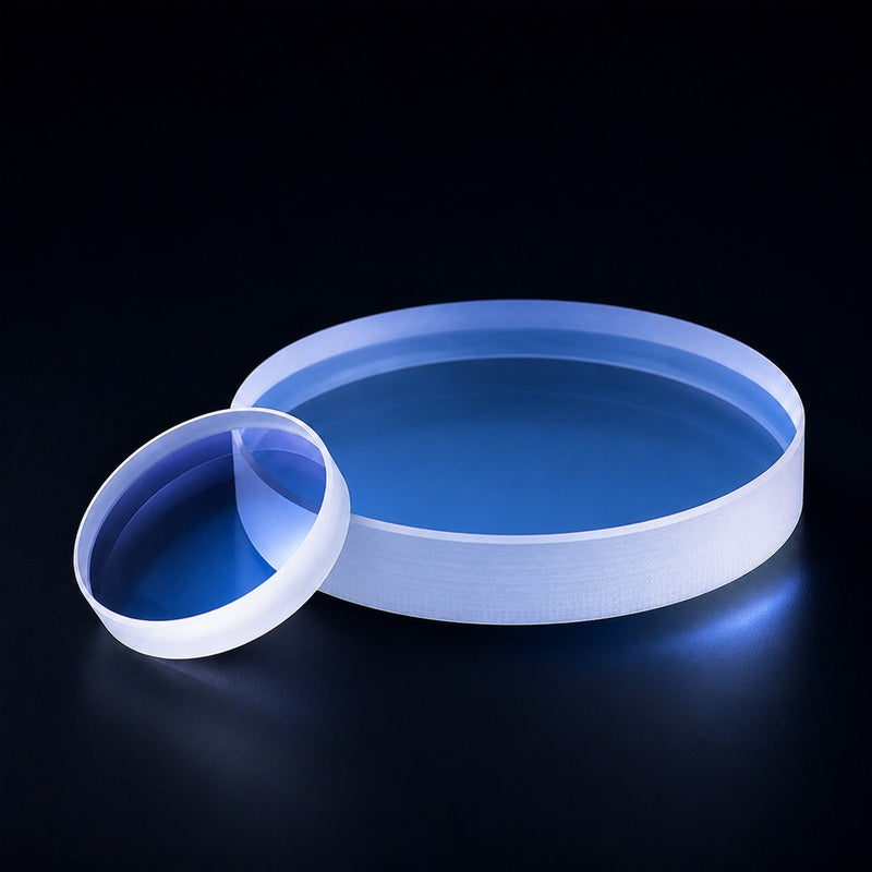 Angled view of K9 High-Precision Double-Surface Optical Flat for interferometry, surface testing and optical metrology