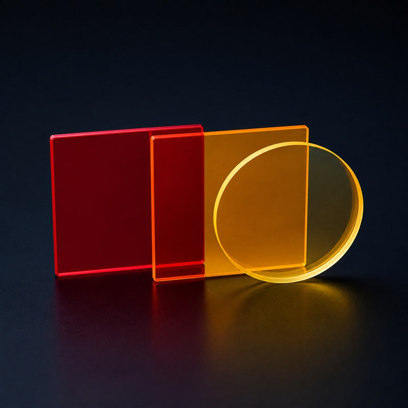 Colored Glass Longpass Filter front product view on a dark background