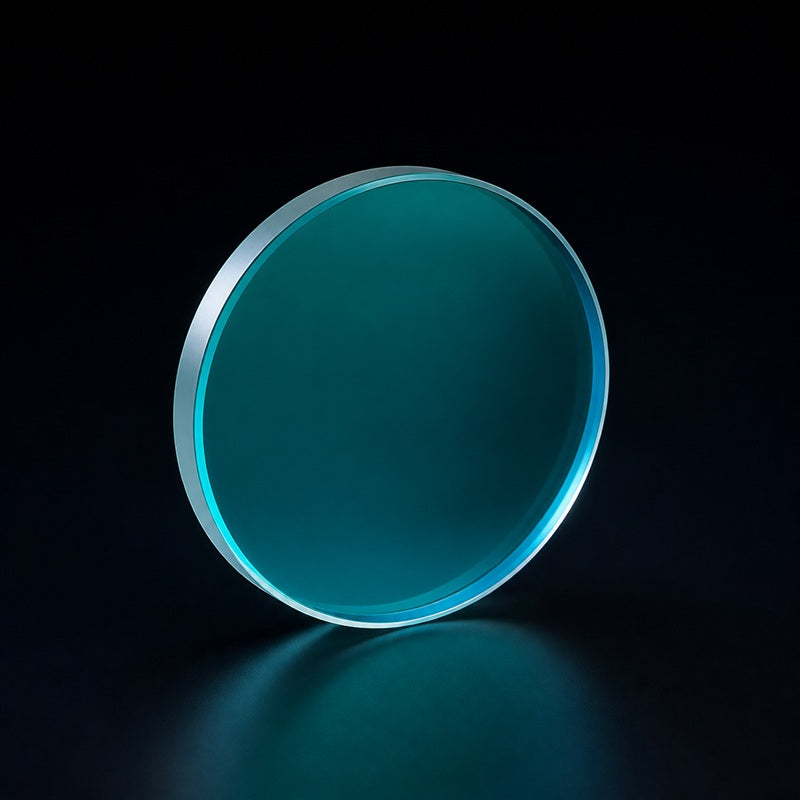 Colored Glass Bandpass Filter front product view on a dark background